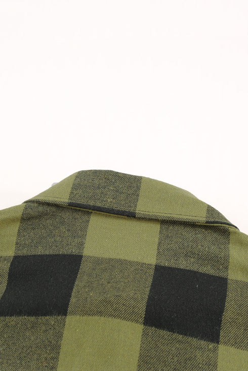 Turn-Down Collar Plaid Shirt Coat